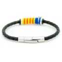 Polsera Estelada núm.4 Trenada de cuir natural i plata de llei