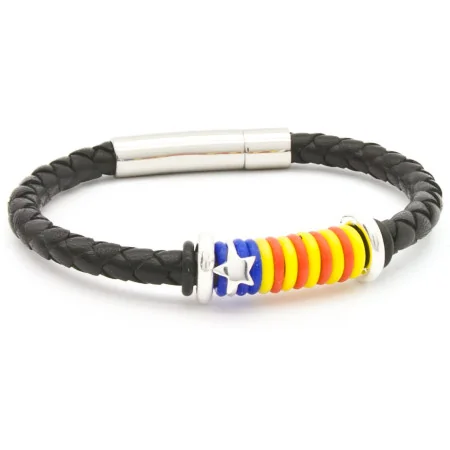 Polsera Estelada núm.5 Trenada de cuir natural i plata de llei