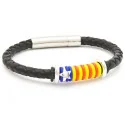 Polsera Estelada núm.5 Trenada de cuir natural i plata de llei