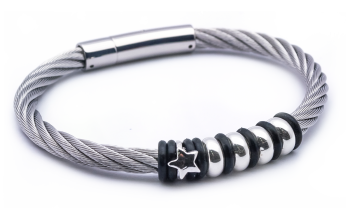 Polsera Black-Cat Estelada del Núm. 5 amb Acer Trenat