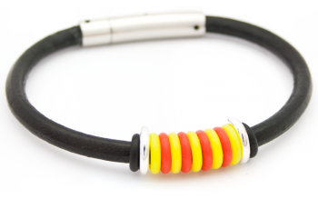 Polsera Catalana Núm.4 de cuir llis amb anelles de plata de llei