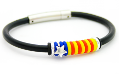 Polsera Estelada núm.4 de cuir llis amb plata de llei