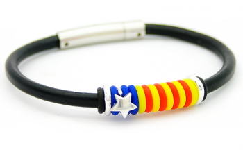 Polsera Estelada núm.4 de cuir llis amb plata de llei