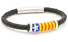 Polsera Estelada núm.5 Trenada de cuir natural i plata de llei