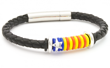 Polsera Estelada núm.5 Trenada de cuir natural i plata de llei